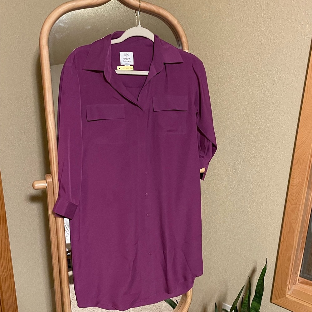 Silky Button Down Shirt Dress